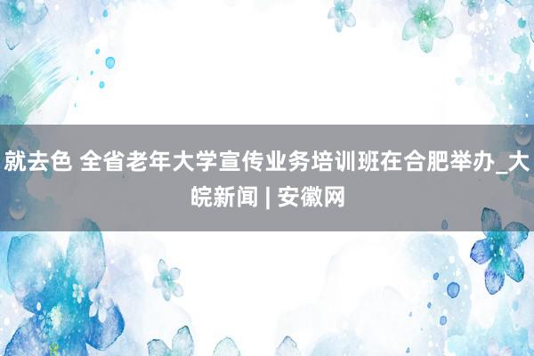 就去色 全省老年大学宣传业务培训班在合肥举办_大皖新闻 | 安徽网