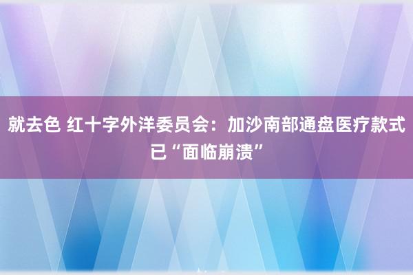 就去色 红十字外洋委员会：加沙南部通盘医疗款式已“面临崩溃”