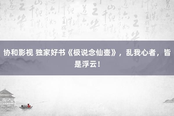 协和影视 独家好书《极说念仙壶》，乱我心者，皆是浮云！