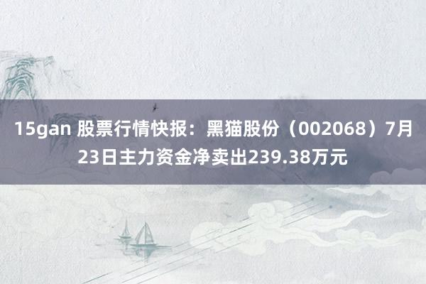 15gan 股票行情快报：黑猫股份（002068）7月23日主力资金净卖出239.38万元