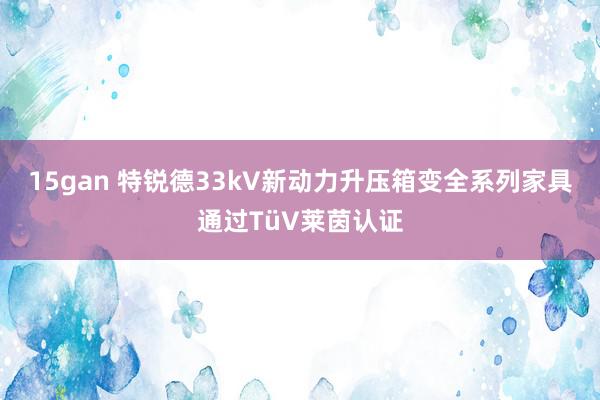 15gan 特锐德33kV新动力升压箱变全系列家具通过TüV莱茵认证