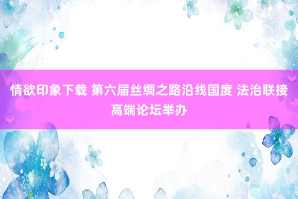 情欲印象下载 第六届丝绸之路沿线国度 法治联接高端论坛举办