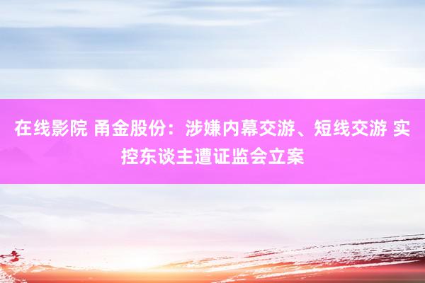 在线影院 甬金股份：涉嫌内幕交游、短线交游 实控东谈主遭证监会立案