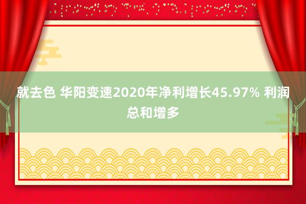 就去色 华阳变速2020年净利增长45.97% 利润总和增多