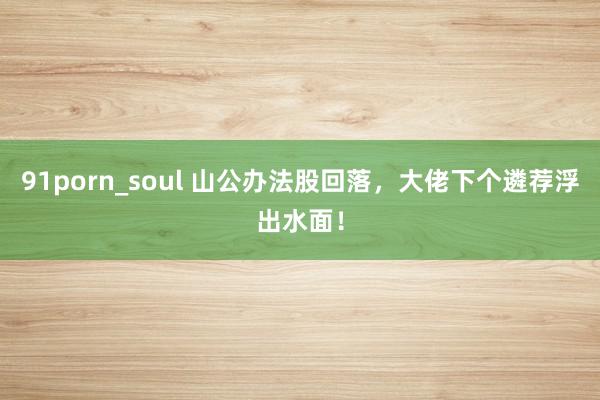 91porn_soul 山公办法股回落，大佬下个遴荐浮出水面！