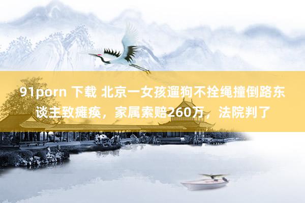 91porn 下载 北京一女孩遛狗不拴绳撞倒路东谈主致瘫痪，家属索赔260万，法院判了